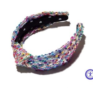 Lele Sadoughi Silver Metallic Confetti Knotted Headband